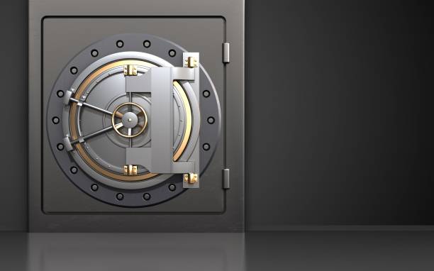 istock 3d metal safe bank door 855015042