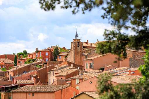 colorful houses in the French village Roussillon in Provence, France
