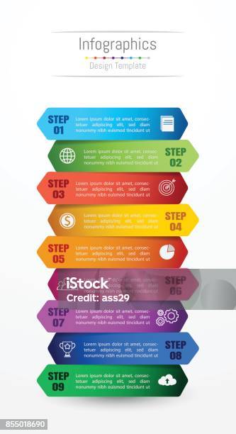 Infographic Design Elements For Your Business Data With 9 Options Parts Steps Timelines Or Processes Vector Illustration Stock Illustration - Download Image Now