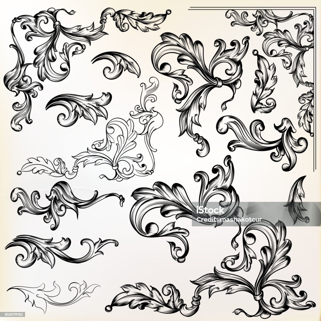 Calligraphic vector vintage design elements and swirls Knick Knack stock vector