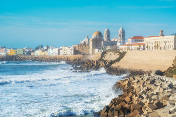 istock Cadiz Cathedral. The waves on the winter Atlantic Ocean. Spain 855019342