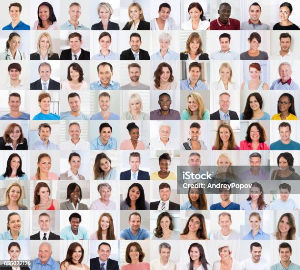 Collage Of A Smiling People Stock Photo - Download Image Now - Human Face, Composite Image, People