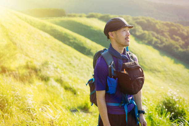 Man enjoy hiking in the Soni Plateau in japan