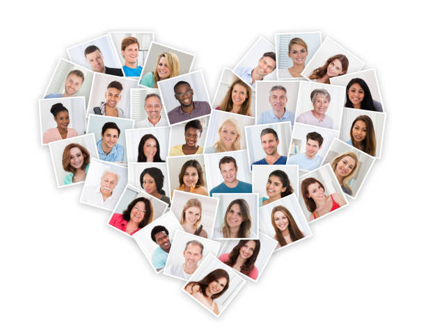 Group Of Multiethnic People Group Of Different Multiethnic People In A Heart Shape heart shape photos stock pictures, royalty-free photos & images