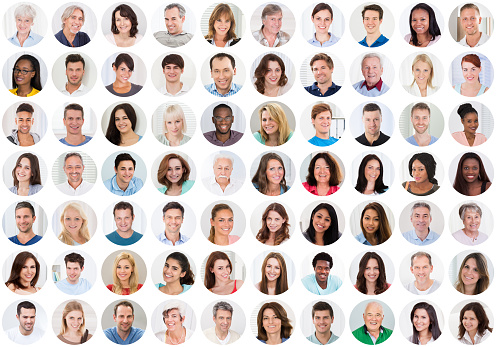 Collage Of Smiling Multiethnic People Portraits And Faces