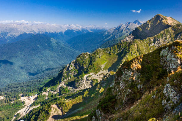 istock mountain landscape clear day with rocks and serpentine road 855031358