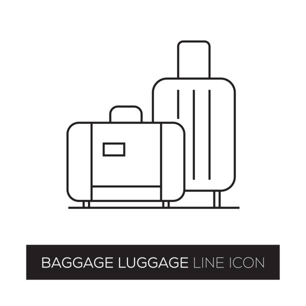 수하물 수하물 라인 아이콘 - suitcase label travel luggage stock illustrations