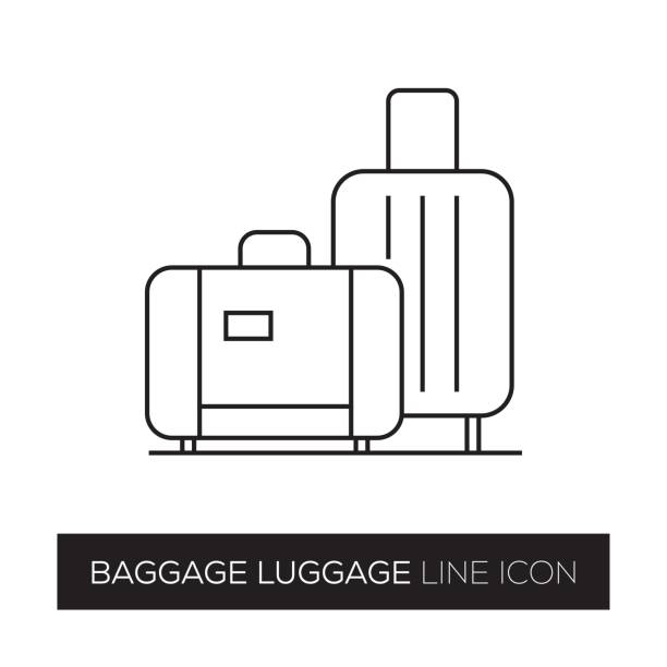 значок линии багажа - suitcase label travel luggage stock illustrations