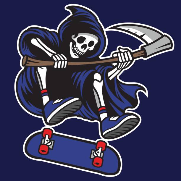 grim reaper riding skateboard vector of grim reaper riding skateboard positive negative slide stock illustrations