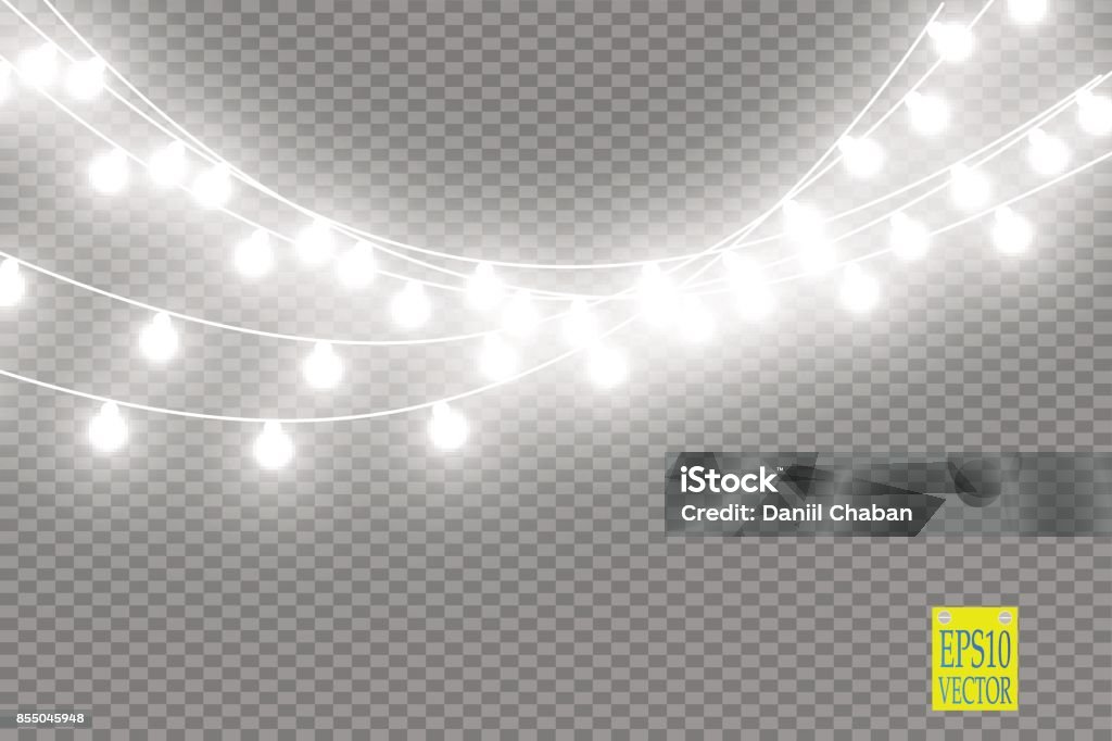 Christmas lights isolated on transparent background. Xmas glowing garland. Vector illustration Christmas lights isolated on transparent background. Xmas glowing garland. Vector Abstract stock vector
