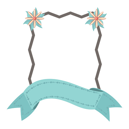 Label with flower ribbon decoration template Vector Image