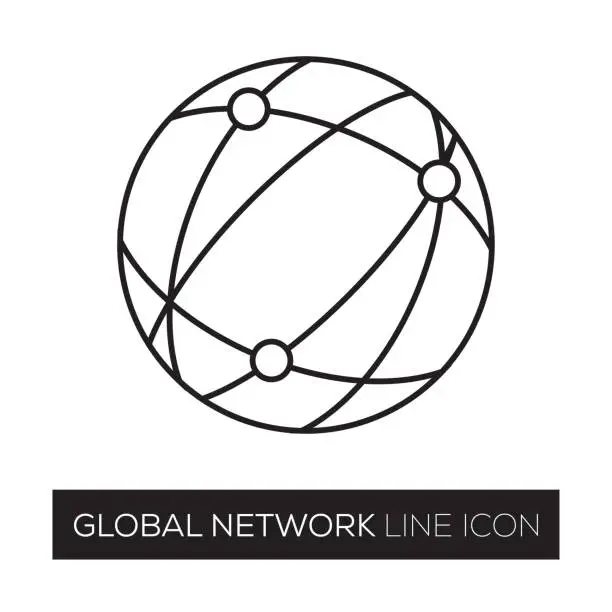 Vector illustration of GLOBAL NETWORK LINE ICON