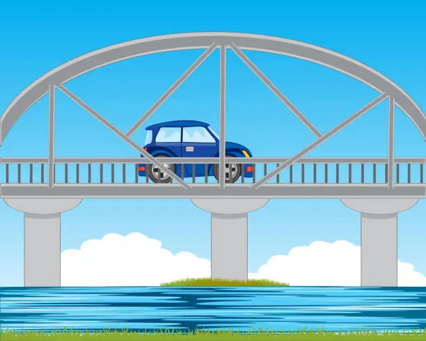 Vector illustration of Bridge through river