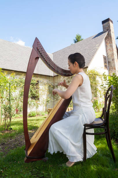 istock Woman Playing Harp Outdoors 855050320
