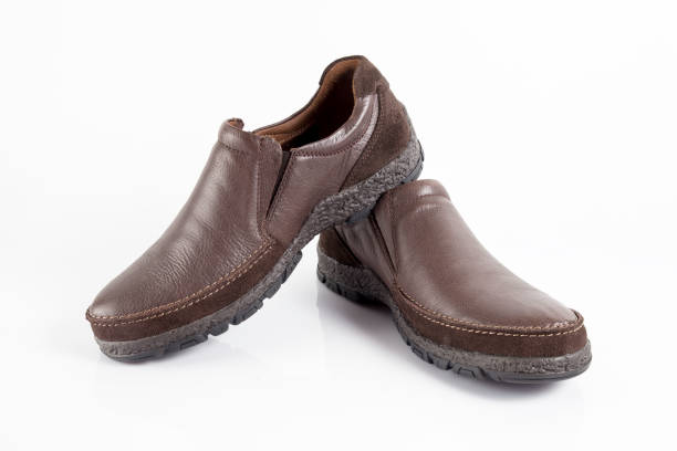 istock Male Brown Leather Shoe on White Background 855053180