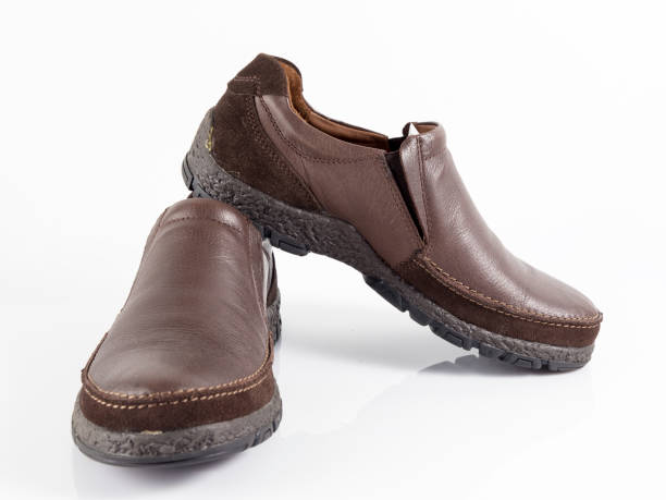 istock Male Brown Leather Shoe on White Background 855054096