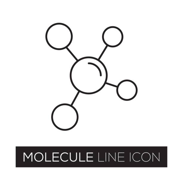 molekül liniensymbol - atom science symbol molecule stock-grafiken, -clipart, -cartoons und -symbole