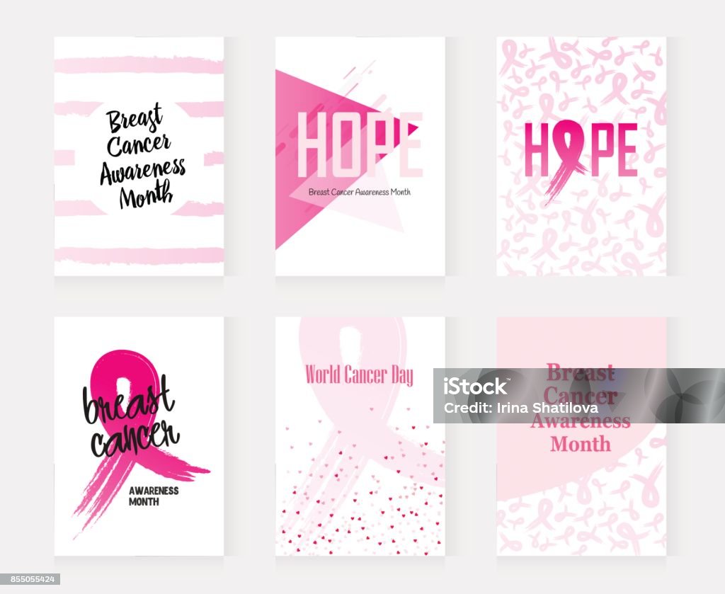 National Breast Cancer Awareness set banners. Vector illustration vector illustration National Breast Cancer Awareness Month (Pink ribbon) set Breast Cancer Awareness stock vector