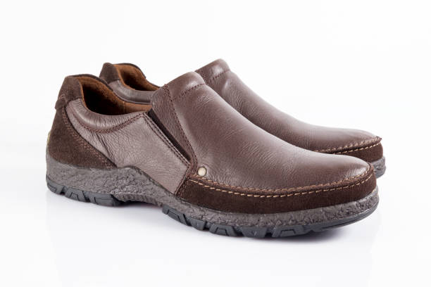istock Male Brown Leather Shoe on White Background 855058166