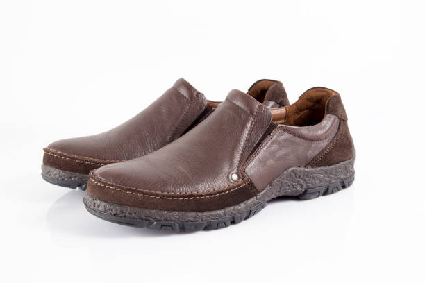 istock Male Brown Leather Shoe on White Background 855060288