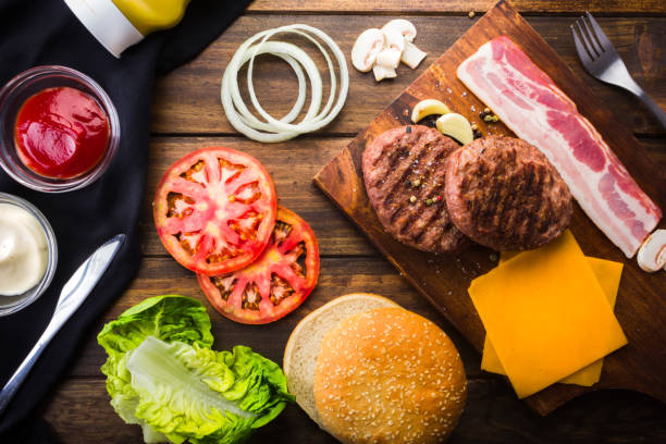 istock Ingredients to make homemade hamburger 855060568