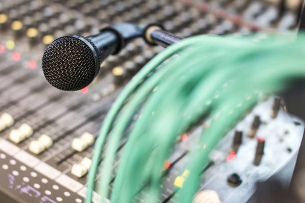 istock The microphone on the audio mixer. In the recording studio. 855060854