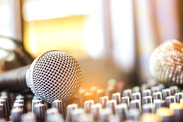istock The microphone on the audio mixer. In the recording studio. 855061844