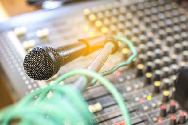 istock The microphone on the audio mixer. In the recording studio. 855062510