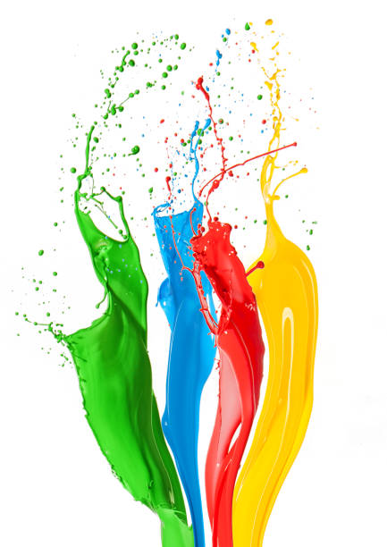 istock Colorful liquid paint splashes different colors 855063462