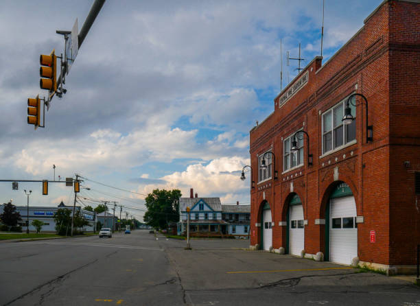 waterville, maine - residential district community small town america maine stock-fotos und bilder