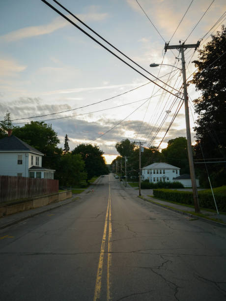 waterville, maine - residential district community small town america maine fotografías e imágenes de stock