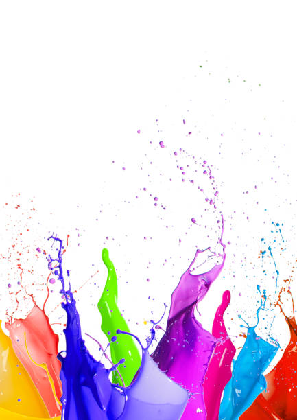 istock Colorful liquid paint splashes different colors 855066894