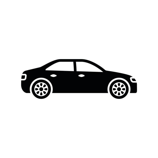 ikona samochodu. czarna, minimalistyczna ikona odizolowana na białym tle. - car sedan vector land vehicle stock illustrations