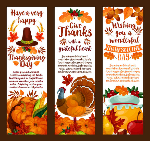 istock Happy Thanksgiving banner set of autumn holiday 855077746