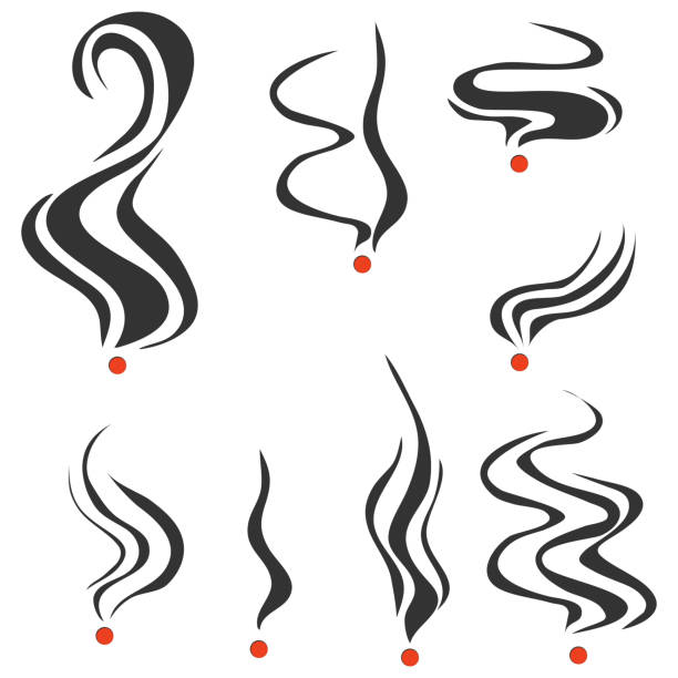 ilustrações de stock, clip art, desenhos animados e ícones de smoking fumes line - smoke smoking abstract wave pattern