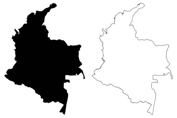 Colombia map vector Colombia map vector illustration, scribble sketch Colombia map of amazon region stock illustrations