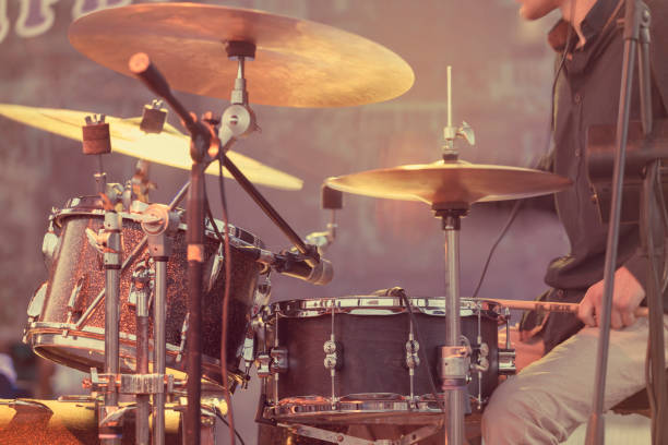 istock Playing drums on a rock concert 855080960