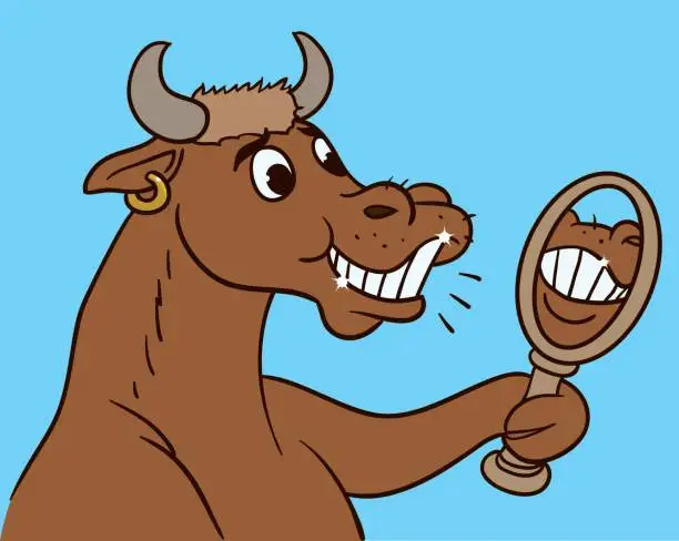 Vector illustration of Bull With Teeth Clean