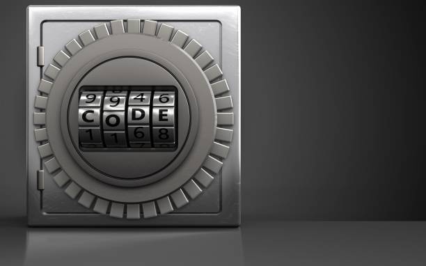 3d code dial metal safe - night deposit box imagens e fotografias de stock