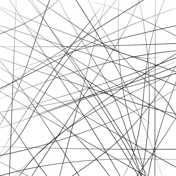 ilustrações, clipart, desenhos animados e ícones de linhas de faixa caótico aleatório abstraem na diagonal, padrão de fundo geométrico. ilustração em vetor arte moderna, movimento browniano - diagonally