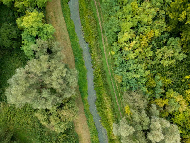 istock Aerial view of a small river 855106110