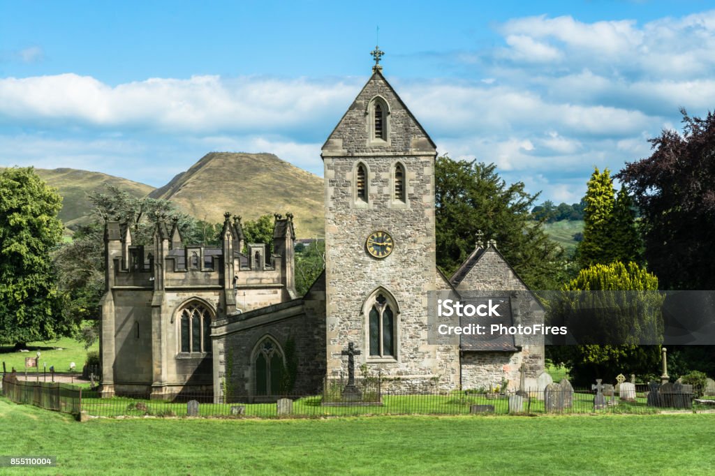 Church of the Holy Cross near Ilam, Staffordshire, UK Ilam, Staffordshire, UK: Church of the Holy Cross, a small stone church near the village of Ilam, close to Peak District. Church Stock Photo