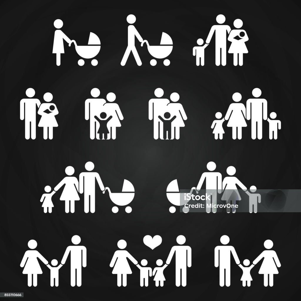 Baby and parents outline icons design - white family pictograms Baby and parents outline icons design - white family pictograms. Vector illustration Family stock vector