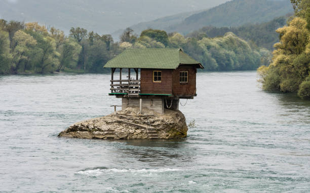 istock Fishing house on the river 855114192