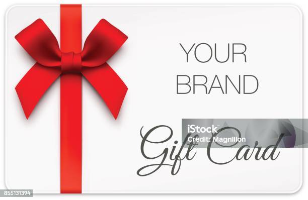 Gift Card With Red Bow Stock Illustration - Download Image Now - Gift Certificate or Card, Gift Tag - Note, Gift