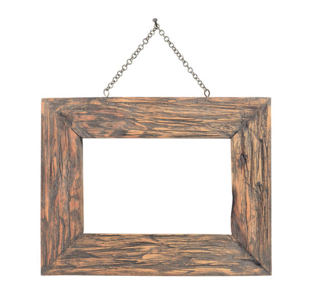 istock old wooden frame with chain hanging on white 855131470