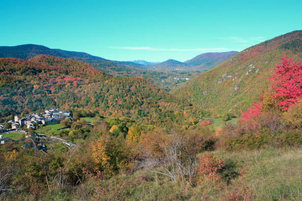 istock french village in autumnal landscape in Pyrenees. 855141424