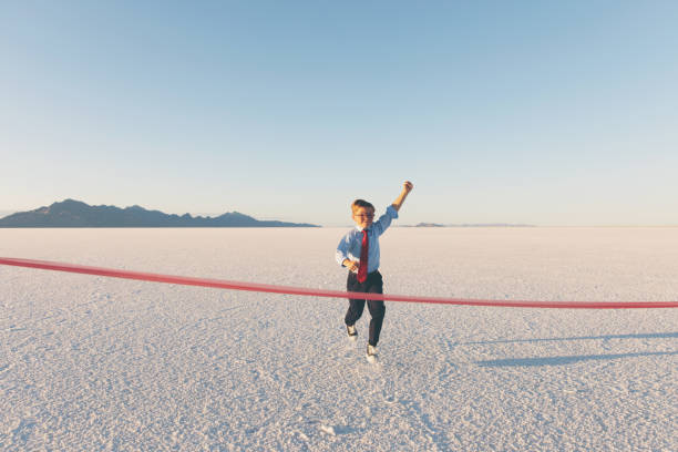 istock Retro Business Boy Winning Race 855153286