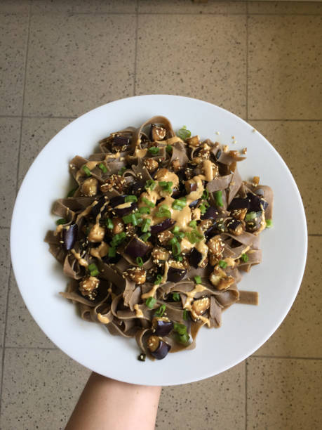 Organic Buckwheat Noodles with Eggplant and Asian Sauce