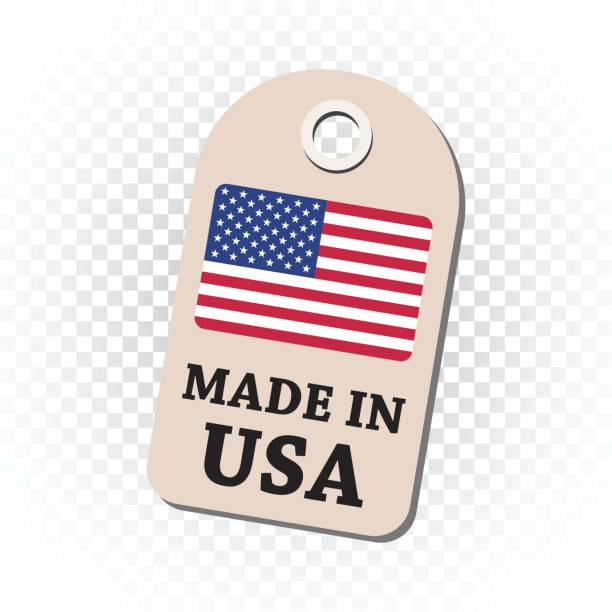 powiesić tag wykonany w usa z flagą. ilustracja wektorowa na odizolowanym tle. - made in the usa american flag flag manual worker stock illustrations